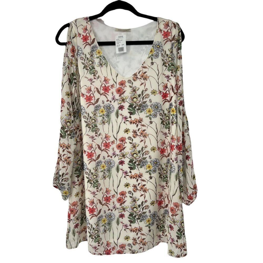 Cozy‎ Casual Dainty Floral Long Slit Sleeve Trapeze Dress
